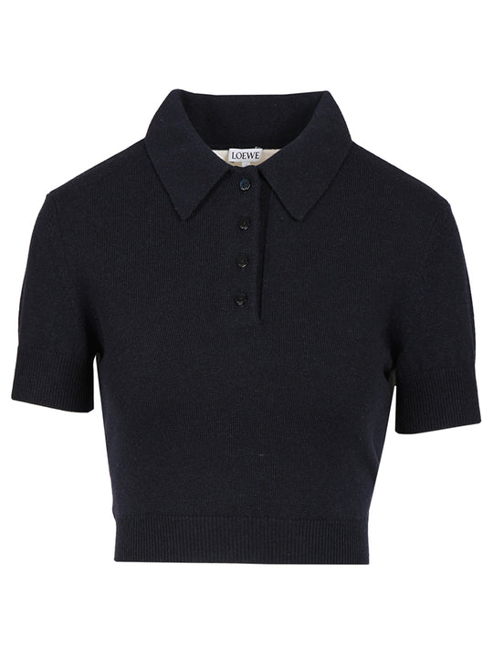 Wool And Cashmere Polo Shirt Blu