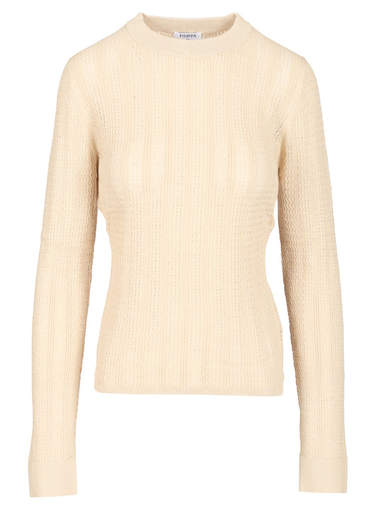 Long Sleeve Knitted Shirt Top Beige