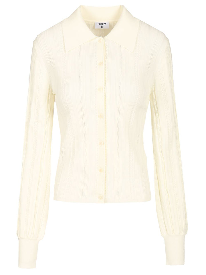 Filippa K Knit Cardigan Knitwear - Bianco | 78bc4dad7eeb3da5de09c304345a696ca3636e11