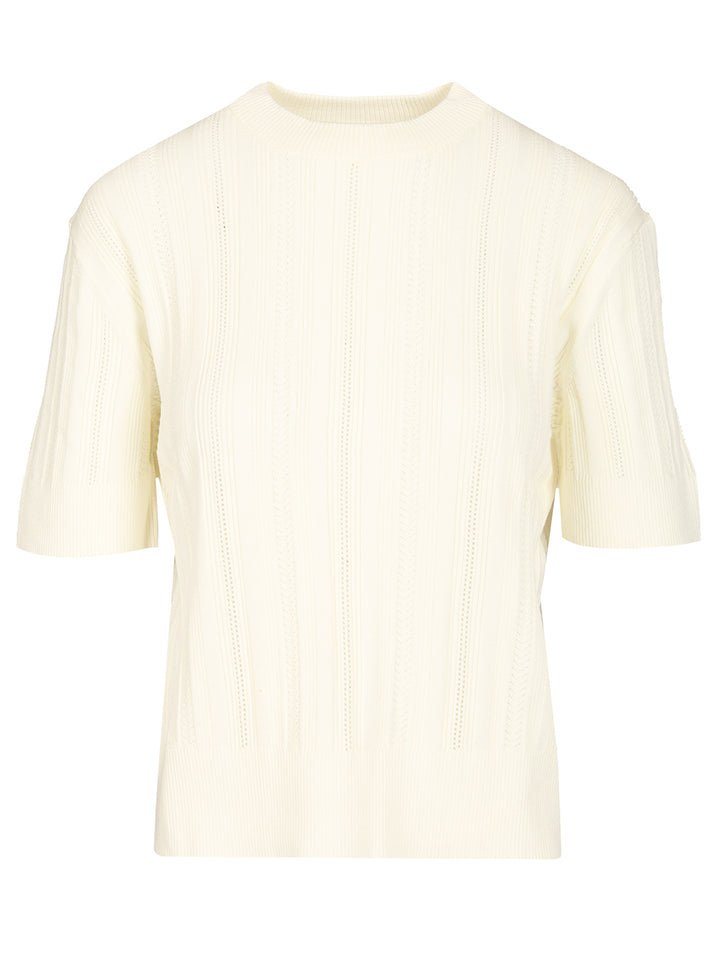 Filippa K Braid Knit T-Shirt - Bianco | ff47b6e942a82dae6a0533924a9a09c080521c48