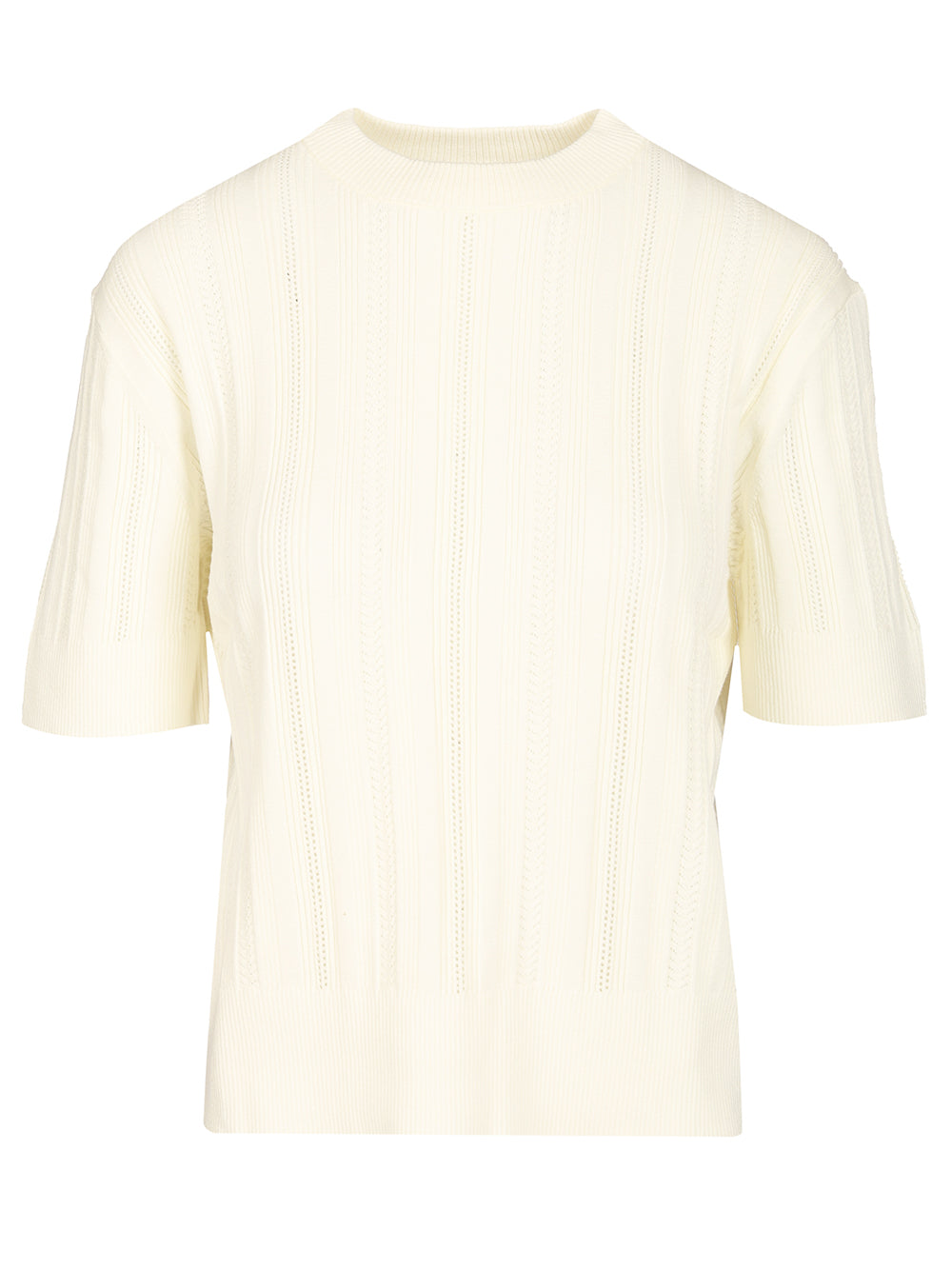 Filippa K Braid Knit T-Shirt - Bianco | ff47b6e942a82dae6a0533924a9a09c080521c48