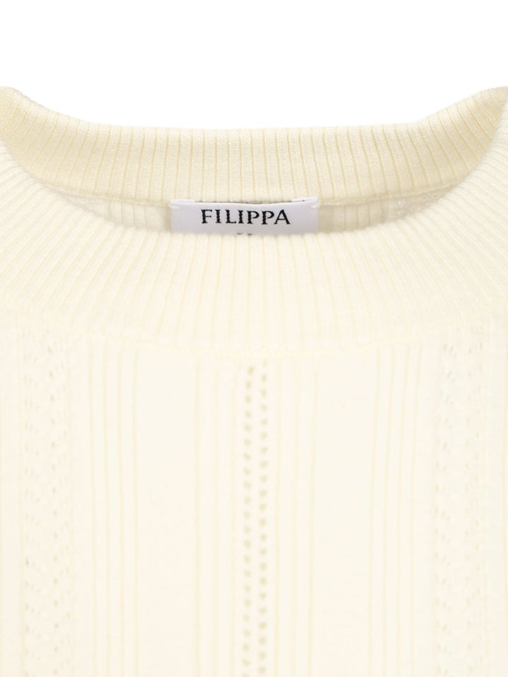 Filippa K Braid Knit T-Shirt - Bianco | 271b1814473ad0f3c975501496b09016ed379cb4
