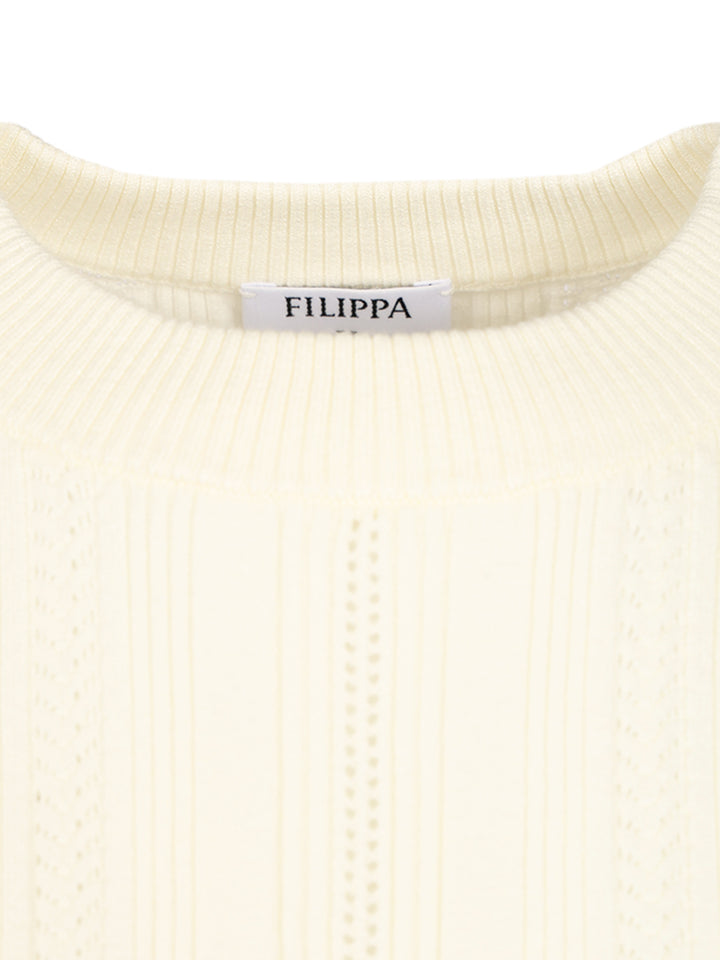 Filippa K Braid Knit T-Shirt - Bianco | d8b567c08fcf55d0f9305c56f21875a3dcc80c10
