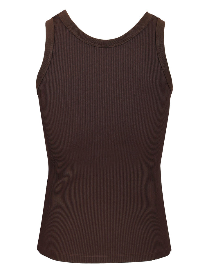 Fendi Look 30 Adv Top Ribbed Jersey Ff Club Crest Brown T-Shirt - Marrone | 3d21fda35e2ed1377a922ff32331e992d4a7c070