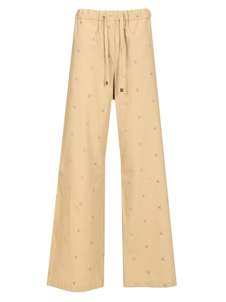 The Attico Long  With All-Over Embroidery Trousers - Beige | 14f410b027123a3ffac853acf8f74b02b151fb64