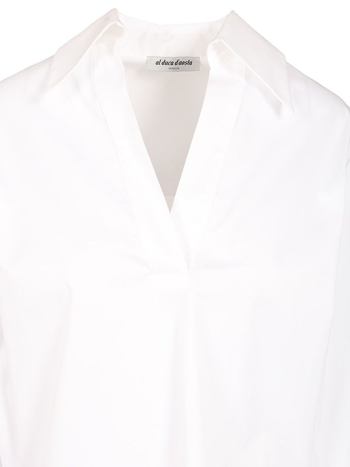 Al Duca D'Aosta Cotton V-Neck Top Top - Bianco | 8353b092c51d117f3d0acc5c65332fbb0a7093bf