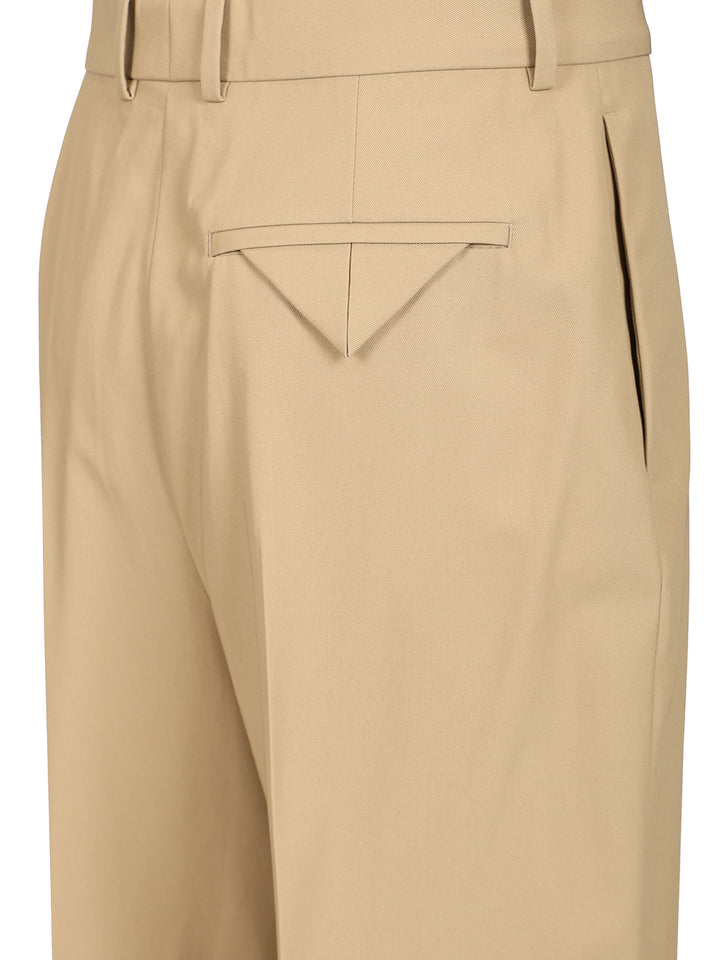 Bottega Veneta In Flowing Cotton Twill Trousers - Beige | 6e5f5c21d7f8e7dc41ee6c01d615905d06d77b3c