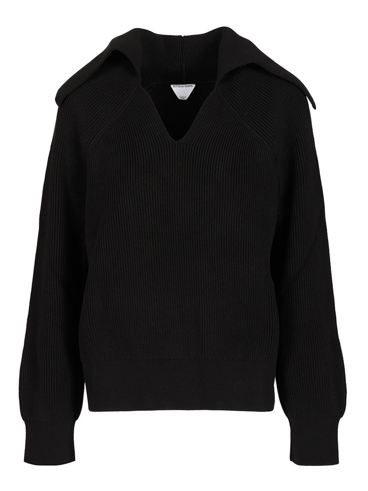 Bottega Veneta English Ribbed Cotton Sweater Knitwear - Nero | 51b9c89fd5f52cbad2502f94b075f8ebe3ec71ca