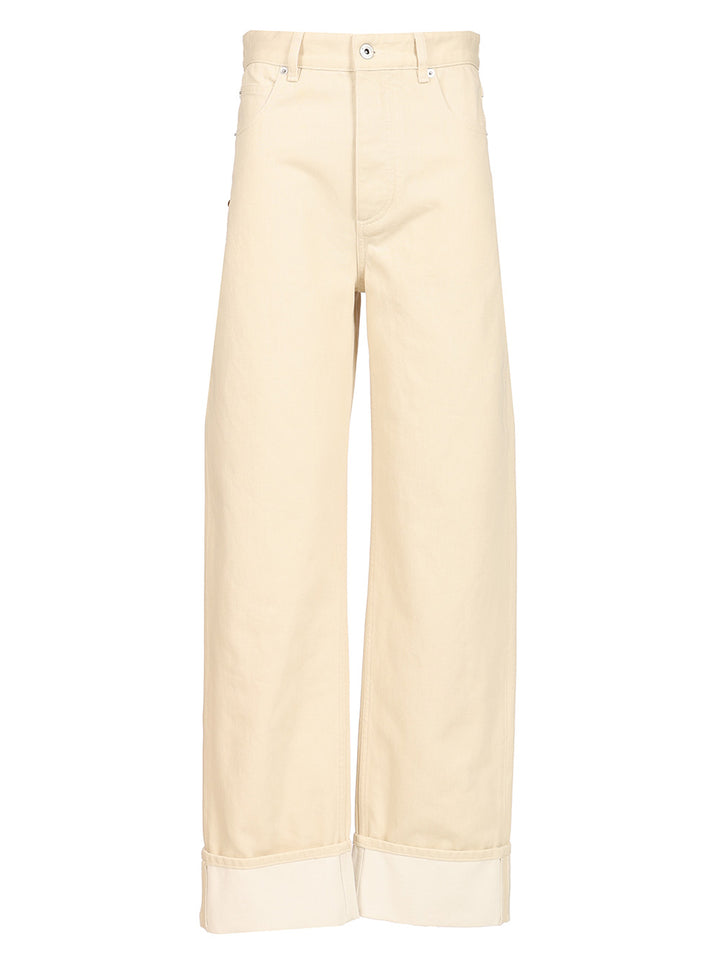 Bottega Veneta Contrast Cuff Jeans - Bianco | 462e0cad7e9255285d486abb926a7e510e2d1a36