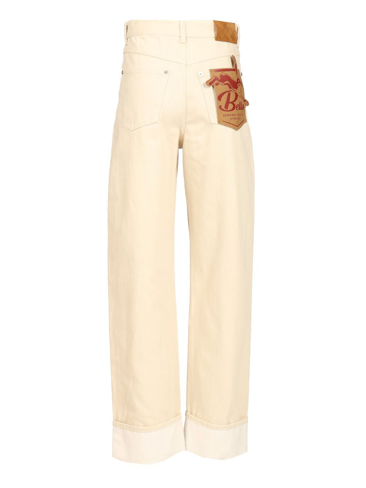 Bottega Veneta Contrast Cuff Jeans - Bianco | e3b86739588f208029090038361eddd0d342e2e9