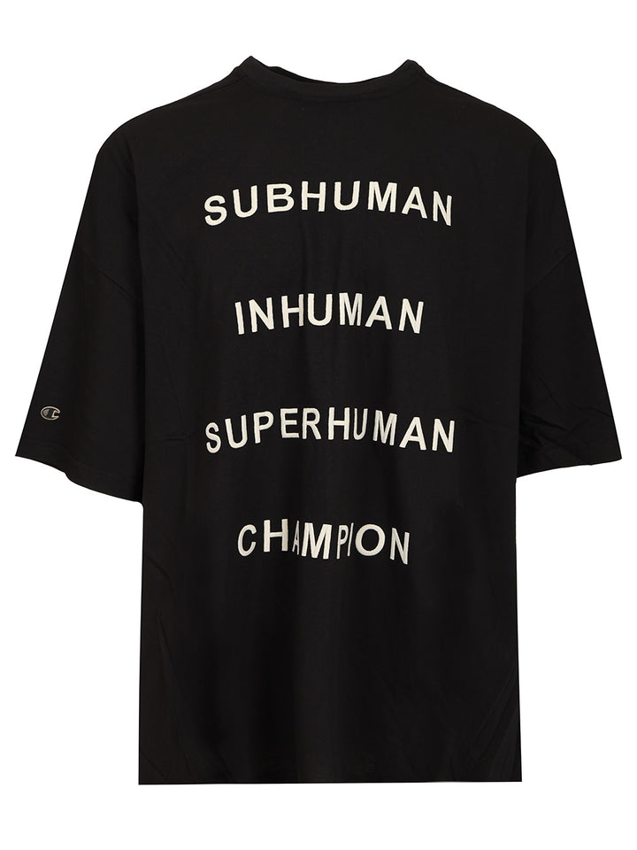 Rick Owens X Champion Cotton T-Shirt - Nero | f991b71593f43c027e6d196a99daba1f28c7aff1