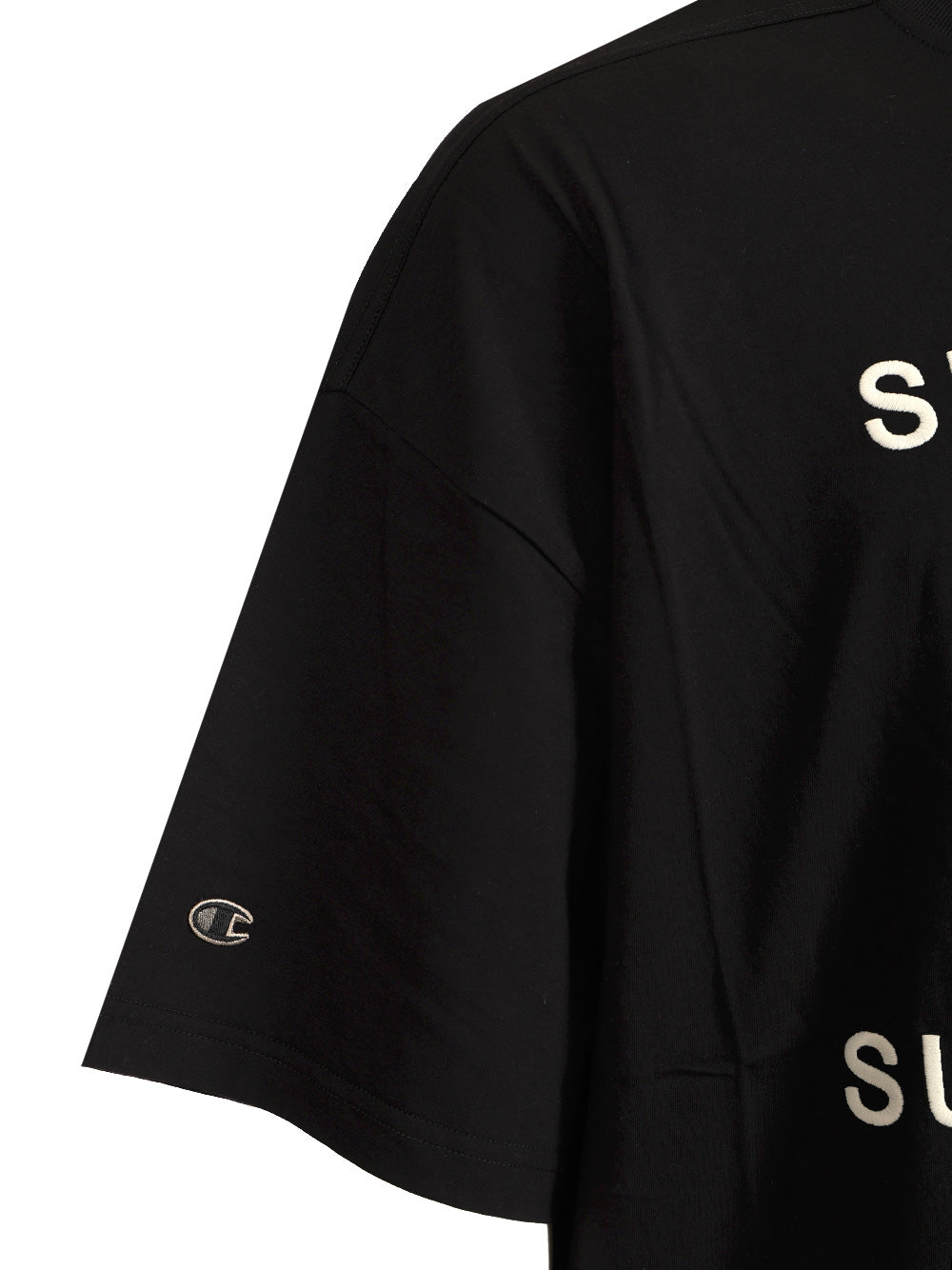 Rick Owens X Champion Cotton T-Shirt - Nero | 9c8c51b6ce7368a9844bed1aec9315804b6d6c89