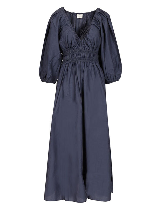 Shirred Plunge Button Dress Abiti Blu