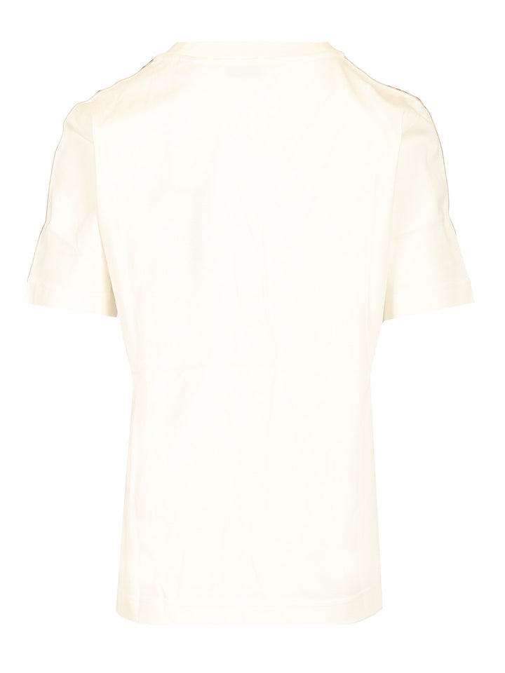 Burberry Cotton  With Check Trim T-Shirt - Bianco | 8c60543293de78e32827014414abff6da545c4ac