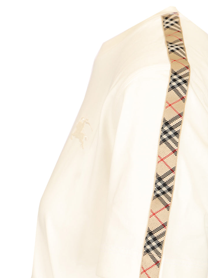 Burberry Cotton  With Check Trim T-Shirt - Bianco | fcf1825982b284d502a1f64f6c14c0fbbad13a33
