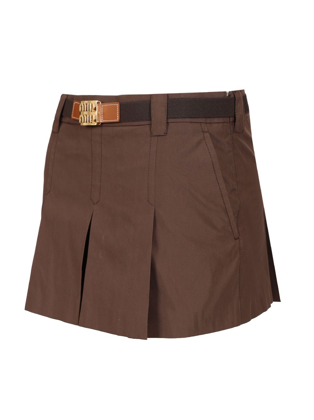 Miu Miu Gabardine Mini Skirt Gonne - Marrone | 2220d8560d9e0536c5184fbdc48ed32fc7695f9f