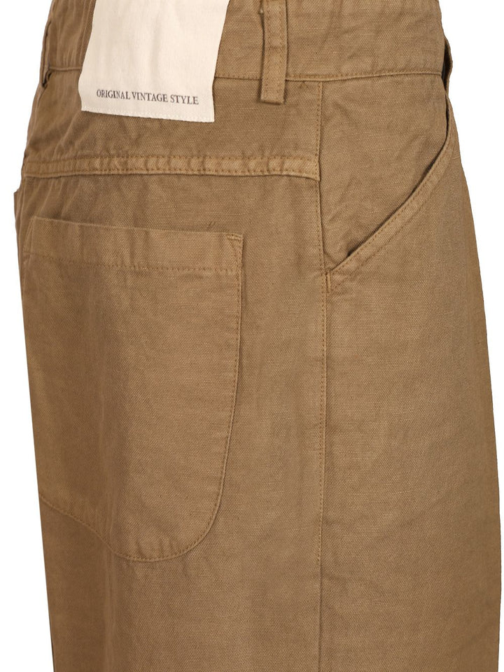 Original Vintage Cotton And Linen Blend Trousers - Marrone | dc5033c23ceae73d93a6c52f1f930d586be8c558