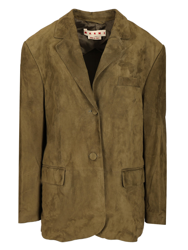 Marni Suede Jacket Giacche - Verde | 46581573b10a04b22c01a25d3639b8b32f9584e8