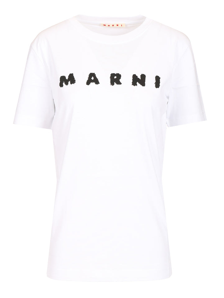 Marni Scribbled Logo T-Shirt - Bianco | 729e07049ec1fd8237e5cefca7393aa3e0895f95
