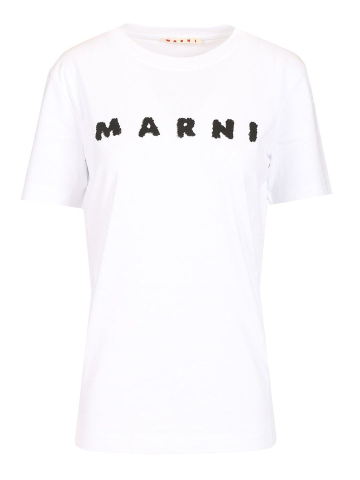 Marni Scribbled Logo T-Shirt - Bianco | e8769dbfb8c05f814be884f3e2c4230558bfa232