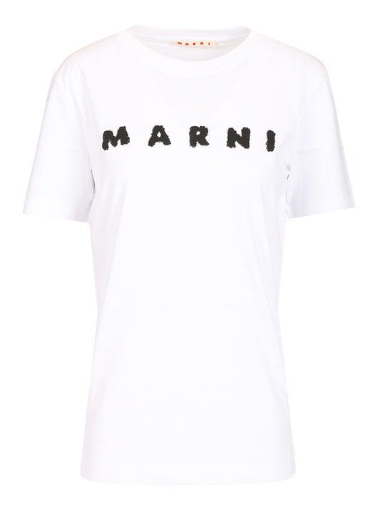 Scribbled Logo T-Shirt Bianco