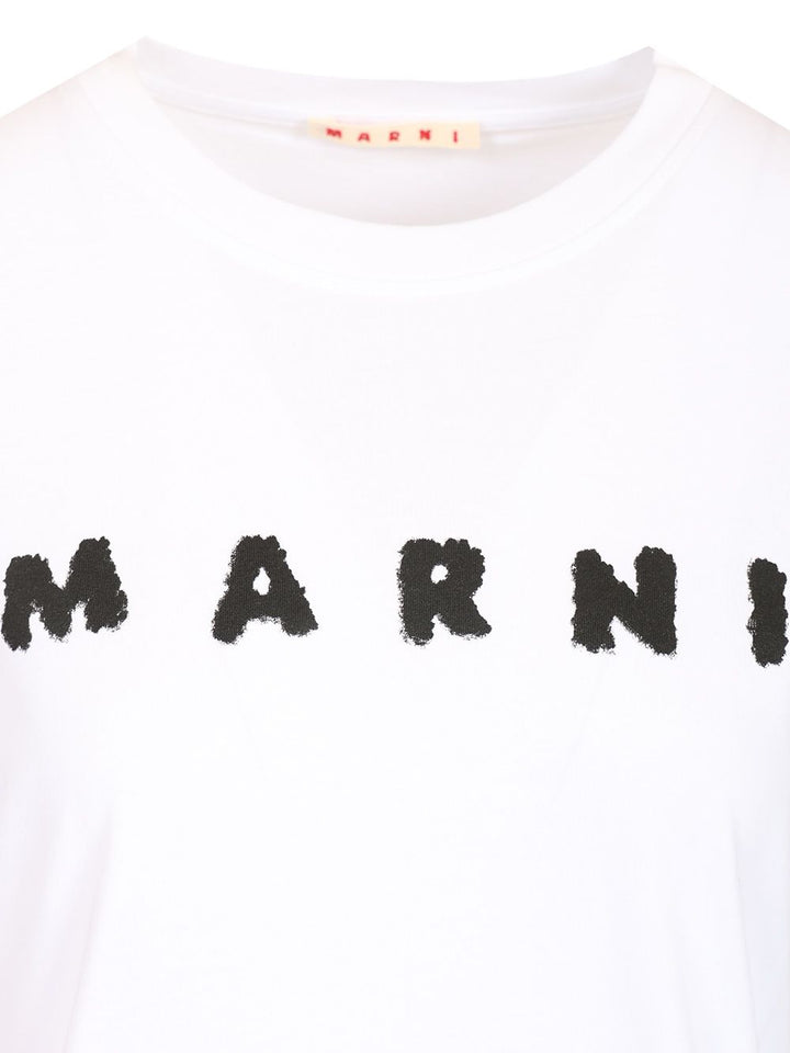 Marni Scribbled Logo T-Shirt - Bianco | 9bb99e059f172099c4501a7243606498cab3eecb