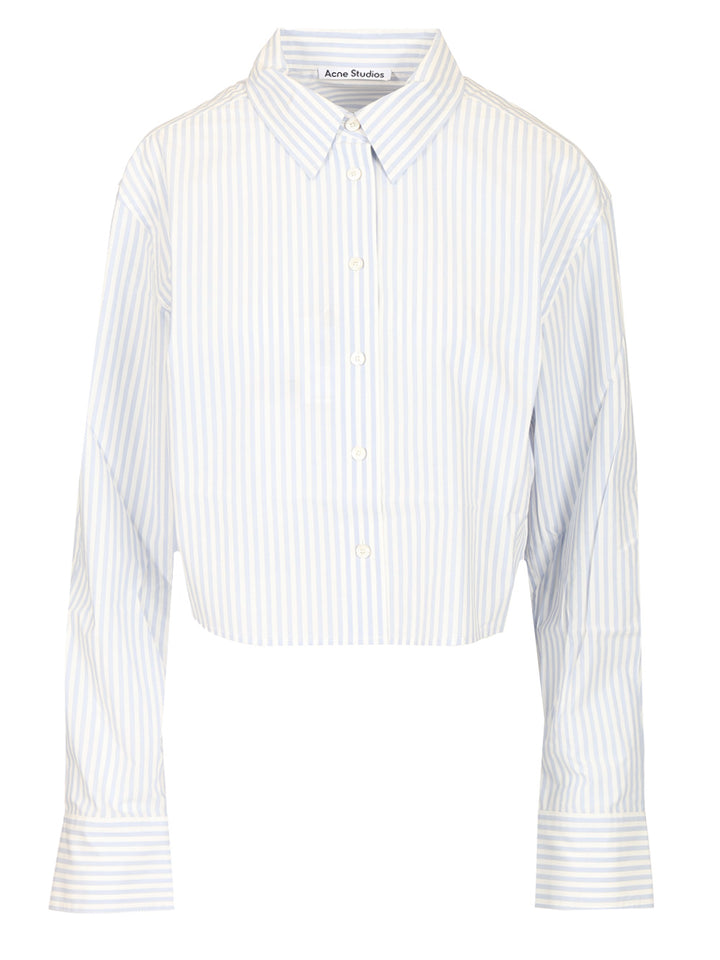 Acne Studios Striped Cropped Shirt Shirts - Blu | d79b7b44eca45d74252ef8cbbd6da86a2f69cbd9
