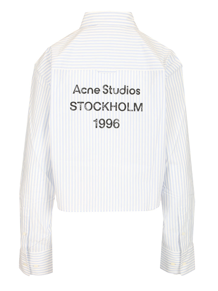 Acne Studios Striped Cropped Shirt Shirts - Blu | 34f0c691ee9e26889f9eb1b118ed472100906b43