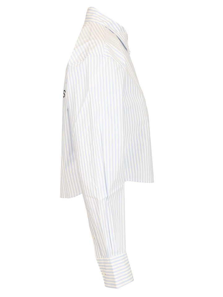 Acne Studios Striped Cropped Shirt Shirts - Blu | be3287421518c434f5c0ea88a1bd911f65682d14