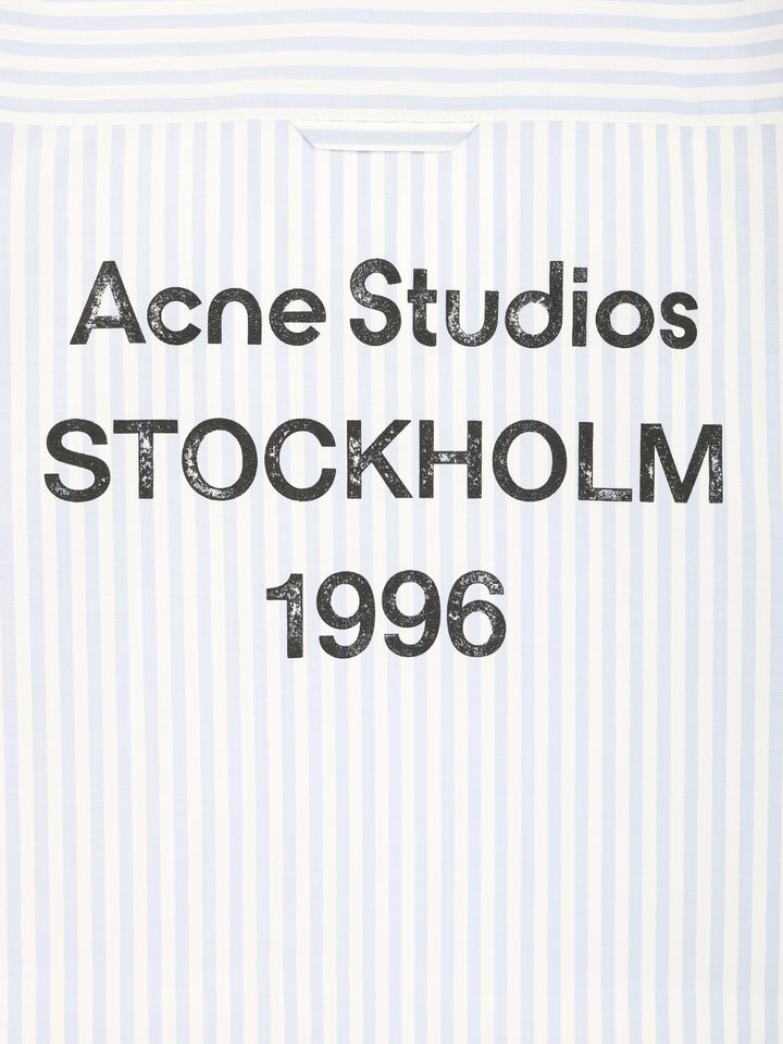 Acne Studios Striped Cropped Shirt Shirts - Blu | 277182b7ac1055e2fb07eda1277d161de11e25f3