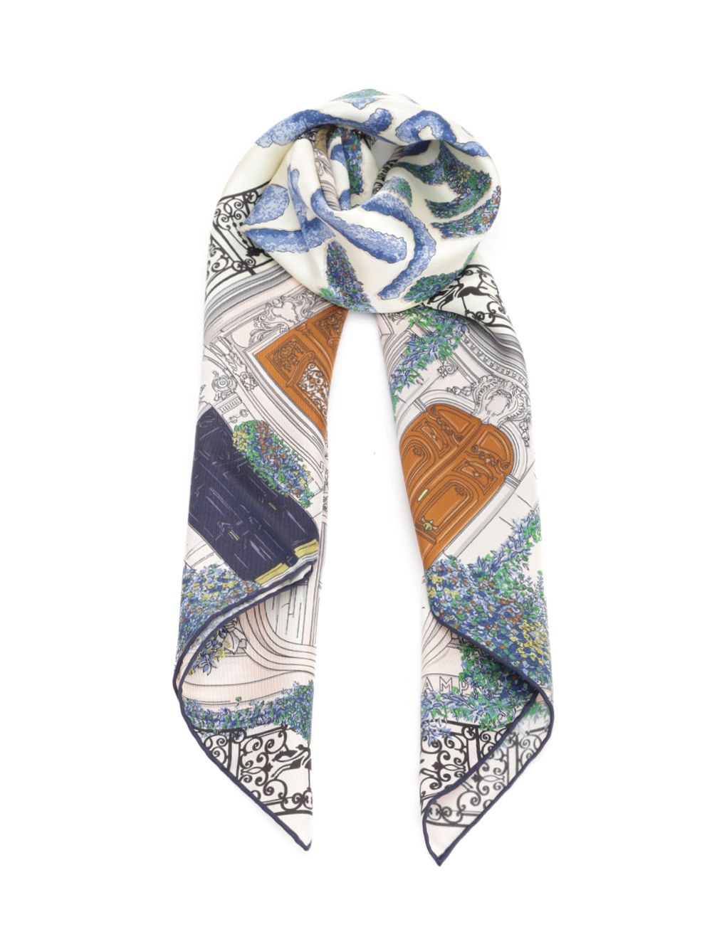 Longchamp Paris Parisian Garden Scarves And Foulards - Blu | 04c9372c4e03e6a540f2310bf8644d750ddd1d3a