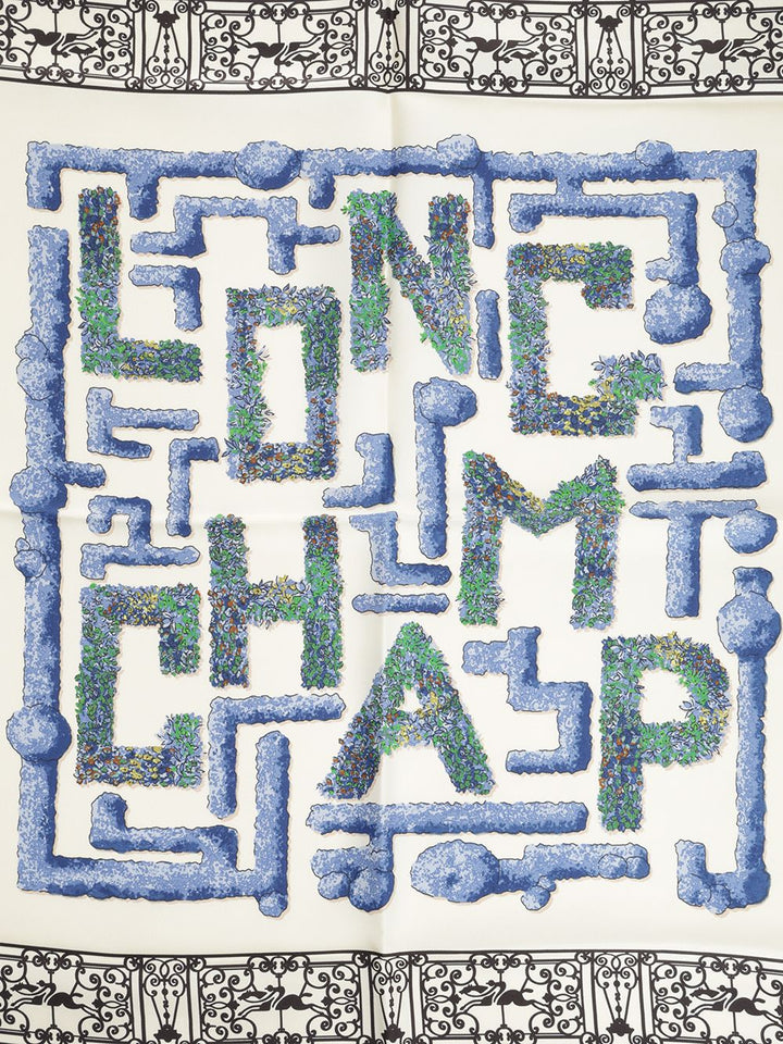 Longchamp Paris Parisian Garden Scarves And Foulards - Blu | 17b72270f121e354aba9dd7cf126403f6b0886b5