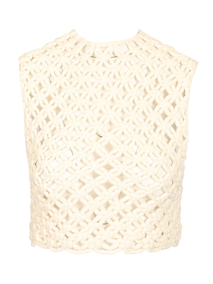 AlaÏA Knotted Top Top - Bianco | 5211b29f65595b3c7a2c565b8ffcce12b51aa054