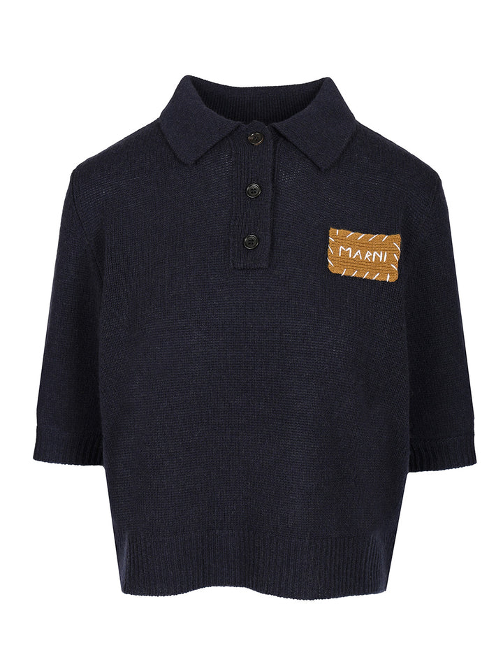 Marni Cashmere Polo Sweater Polo shirt - Blu | 08477ecdd5fd751a4b7940038e083e152a41938b