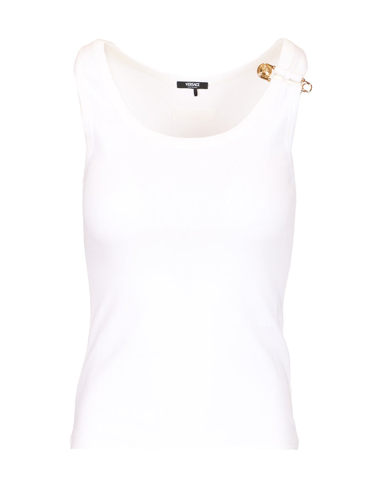 Versace Safety Pin Top - Bianco | 3999ee9bd6692413189285ed661dbc1db8db0a65