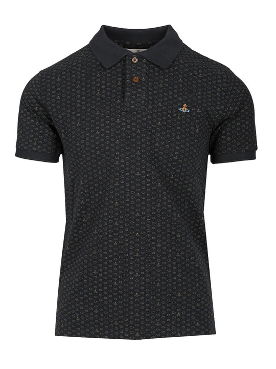 Polka Dot Polo Polo Shirt Grey