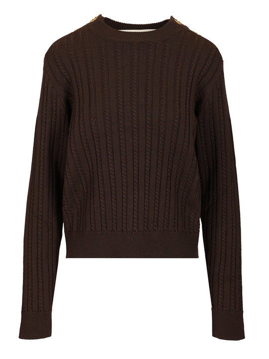 Cable-Knit Sweater Knitwear Marrone