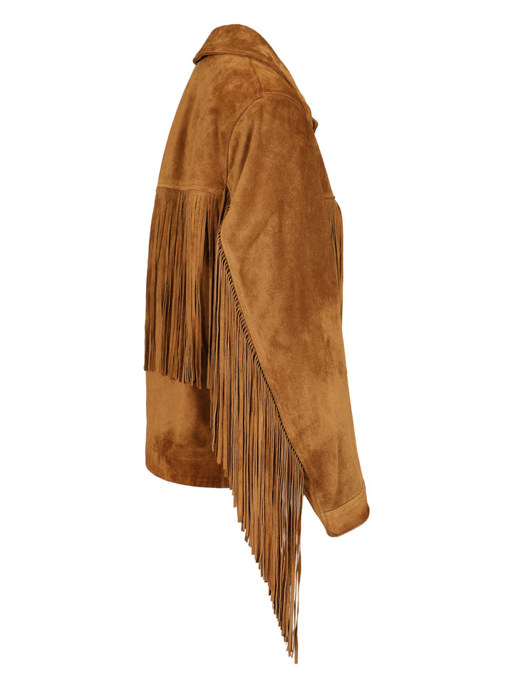 Golden Goose Deluxe Brand Suede Jacket With Fringes Giacche - Marrone | e18080c4f628576edf6e045cd7b110ea6ffe496b