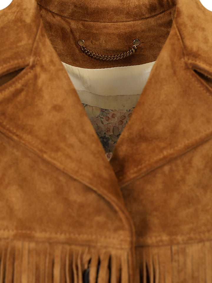Golden Goose Deluxe Brand Suede Jacket With Fringes Giacche - Marrone | d4474e4b6a93a9e3c476cce5aed595c0c388bcc9