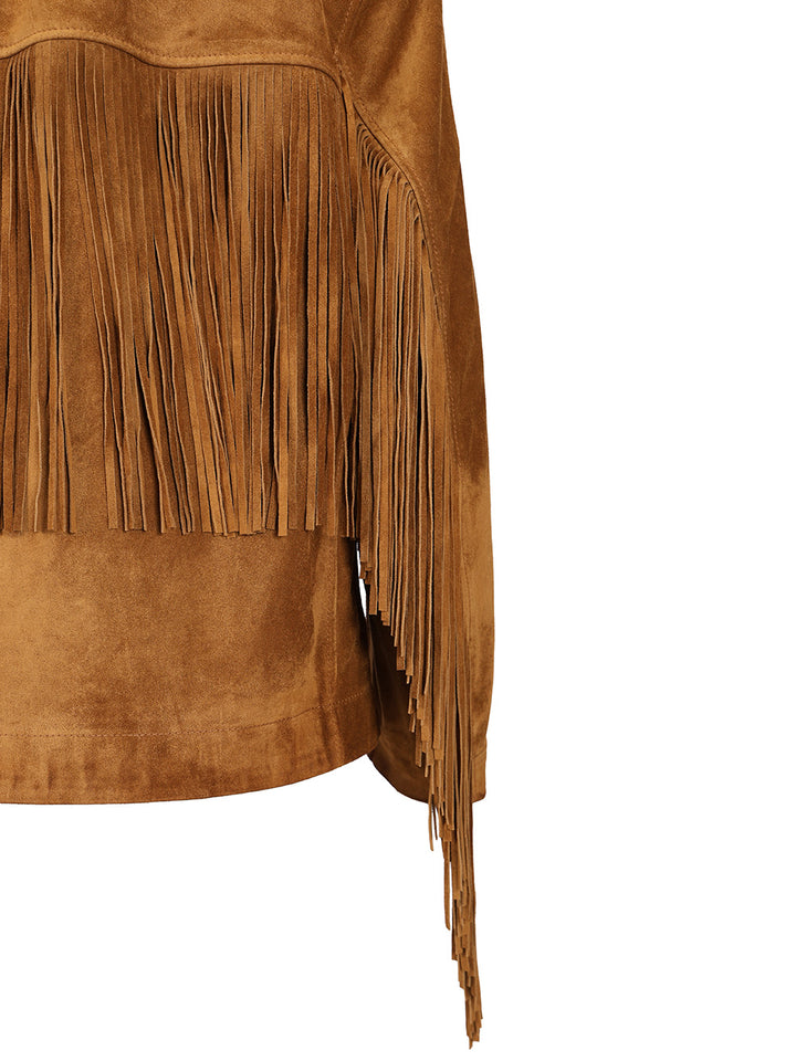 Golden Goose Deluxe Brand Suede Jacket With Fringes Giacche - Marrone | 3f5f095fea8fab405fc93cc654f5fd9ce86e2a60