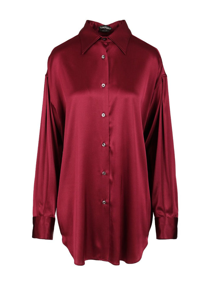 Tom Ford Stretch Silk Satin Shirt Shirts - Rosso | 9c3b6877a55529e4a7ffd270a91dcb18e210ab1c
