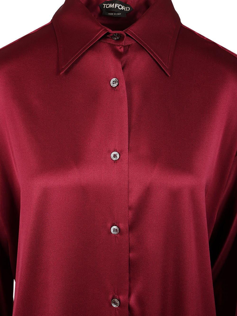 Tom Ford Stretch Silk Satin Shirt Shirts - Rosso | 0495ea511eb1e51bb4d4c6c629c9caadf40afb41