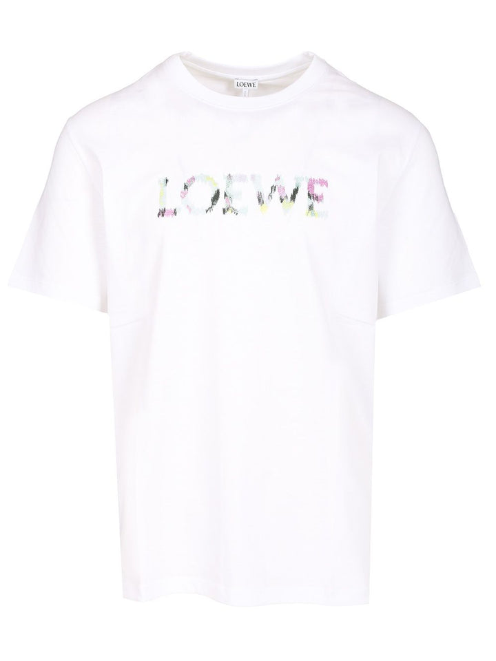 Loewe With Loewe Embroidery T-Shirt - Bianco | 8f82c130854d5e19fa29328483e416cb9c6b86b6