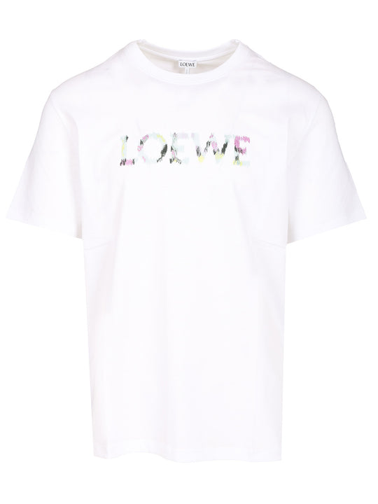 With Loewe Embroidery T-Shirt Bianco