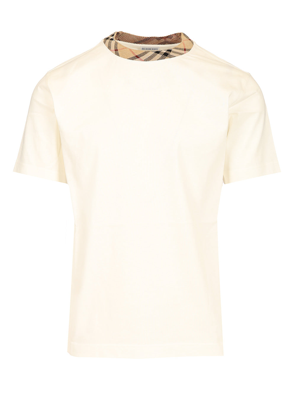 Burberry Check Trim Cotton T-Shirt - Bianco | f1ded88c2cae9160e7b775d5389facc1167d8f98