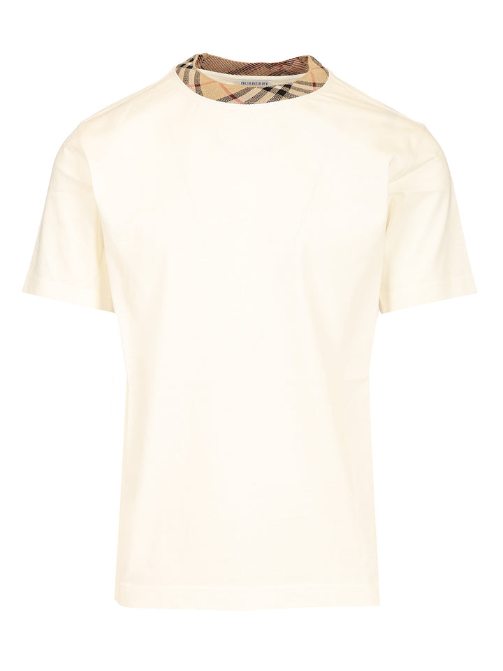 Burberry Check Trim Cotton T-Shirt - Bianco | f1ded88c2cae9160e7b775d5389facc1167d8f98