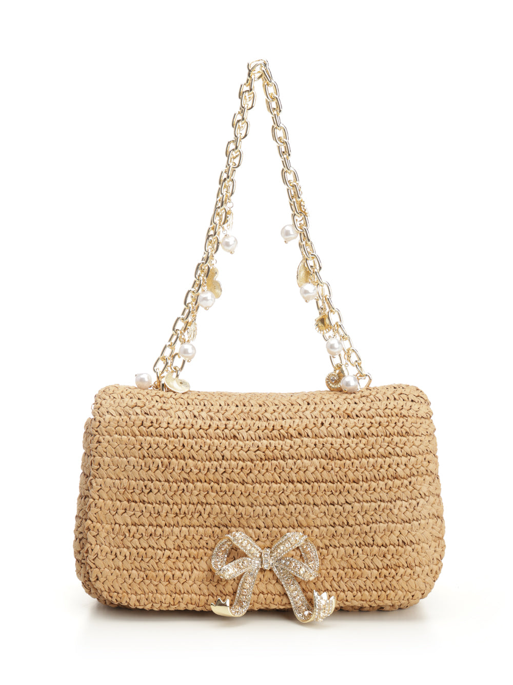 Self-Portrait Raffia Bow Charm Shoulder Bag Handbags - Marrone | 68d0134b1856a1092728fa1959dc4e2c4fb60a03