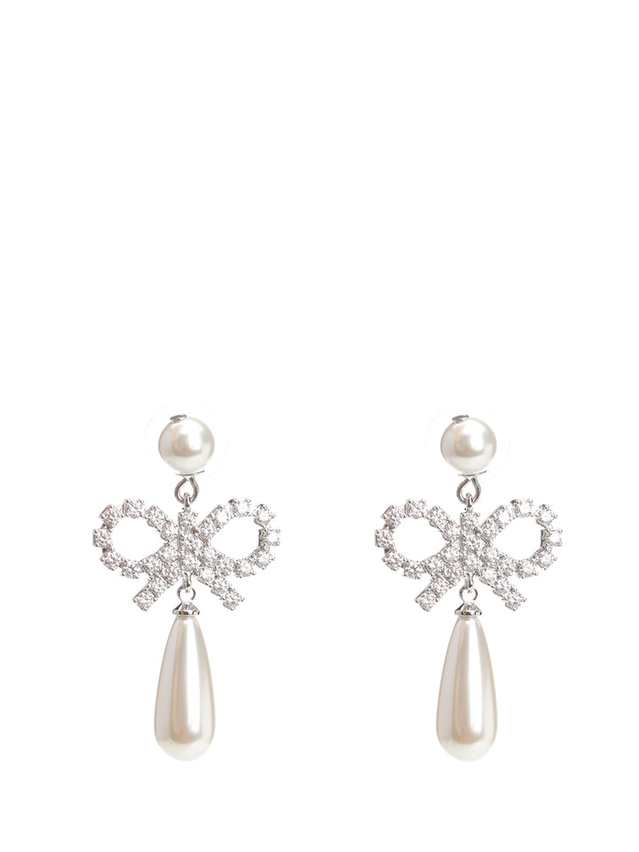 Self-Portrait Bow Drop Earrings Gioielli - Bianco | 08374c7997c32ca9183fc101b06c3bd556fc8d04
