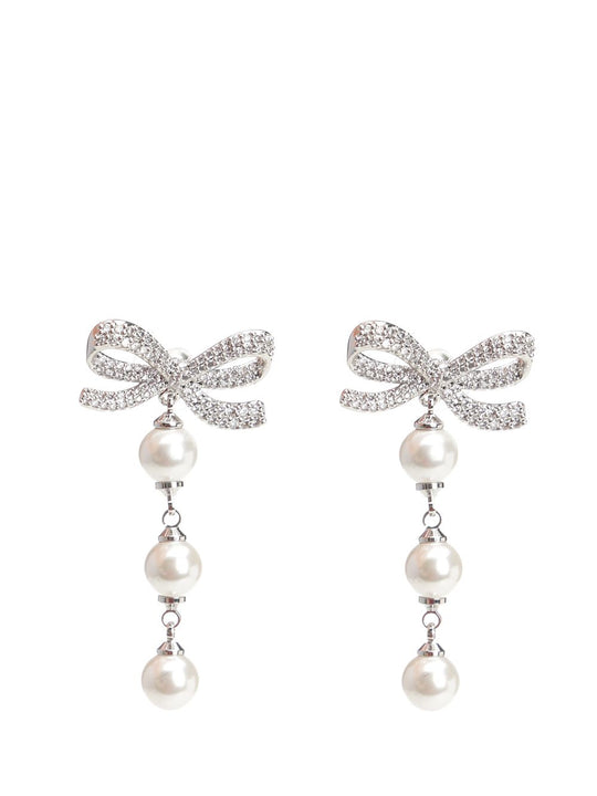 Tiered Pearl Bow Earrings Gioielli Bianco