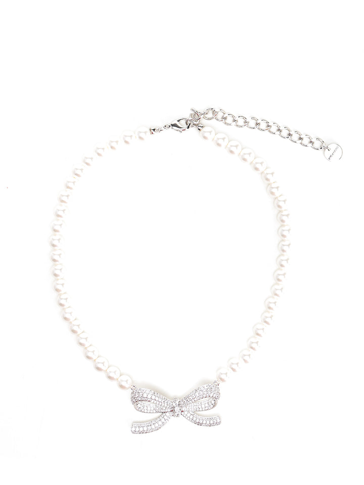 Self-Portrait Pearl Bow Necklace Gioielli - Bianco | f7bc43d94050ee2546817c92f0921b4344c2c2fb